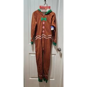 PJ's & Presents Christmas Gingerbread One-Piece Pajamas Holiday Boys 10/12 New!